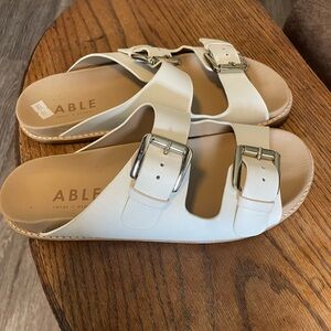 White Abel sandals, size 9